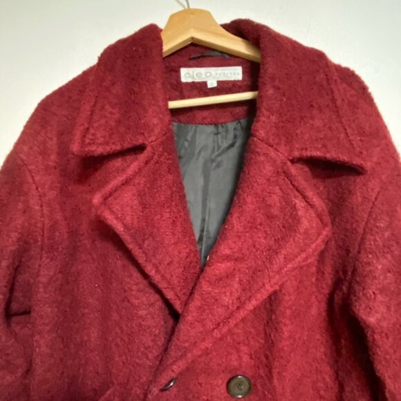 Cleo Petites Burgundy Oversized Wool-Blend Knee-Length Cocoon Coat — Size S/P - Picture 3 of 9